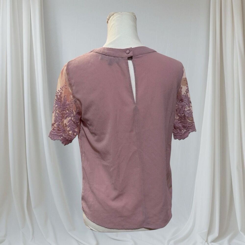 Lulus Lisa Marie Mauve embroidered sleeve blouse Size‎ Small - Picture 5 of 9